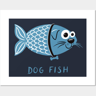 Funny Dog Fish with Bone Collar Posters and Art